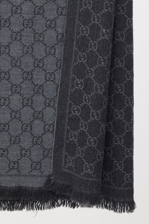 Gucci Wool GG Monogram Fringe Scarf