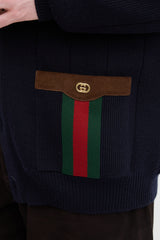 Gucci Wool Knit Web Trimmed Cardigan