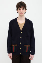 Gucci Wool Knit Web Trimmed Cardigan