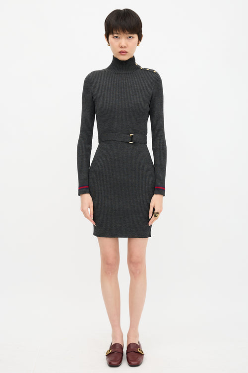 Gucci Wool Ribbed Turtleneck Dress