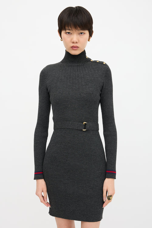 Gucci Wool Ribbed Turtleneck Dress