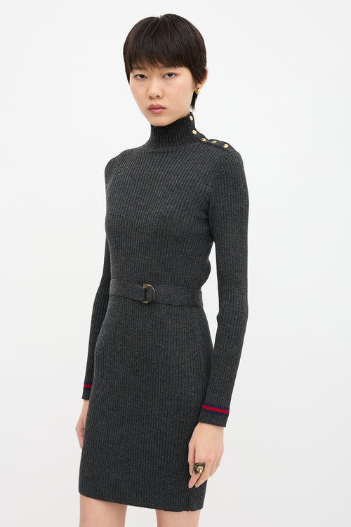 Gucci Wool Ribbed Turtleneck Dress