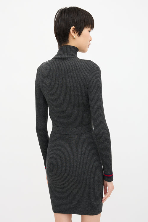 Gucci Wool Ribbed Turtleneck Dress