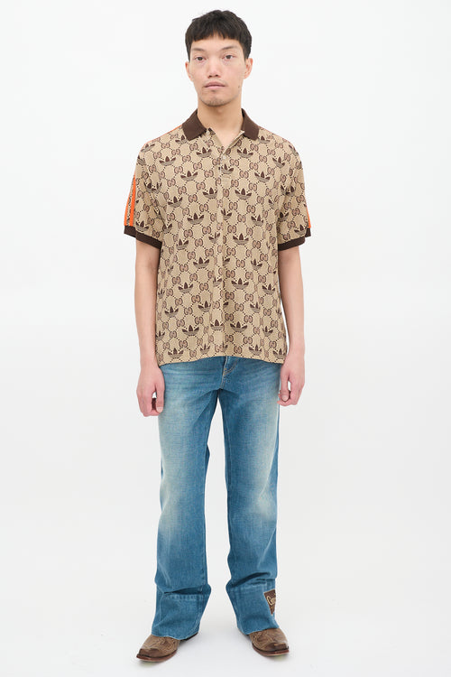 Gucci X Adidas Brown GG Trefoil Polo