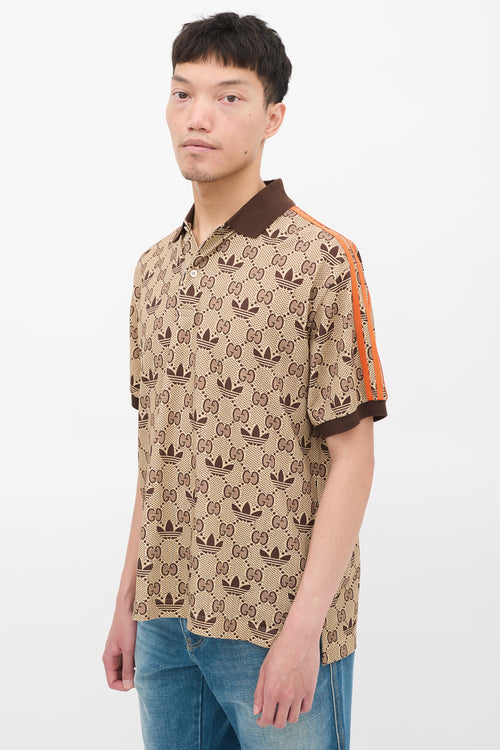 Gucci X Adidas Brown GG Trefoil Polo