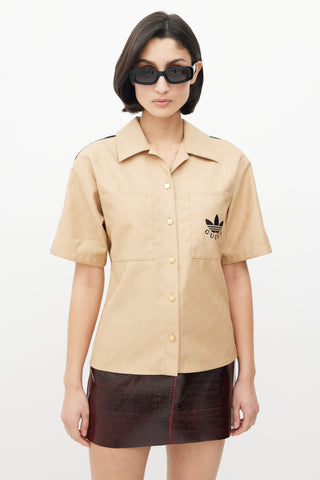 Gucci X Adidas Brown Monogram Button Up Shirt