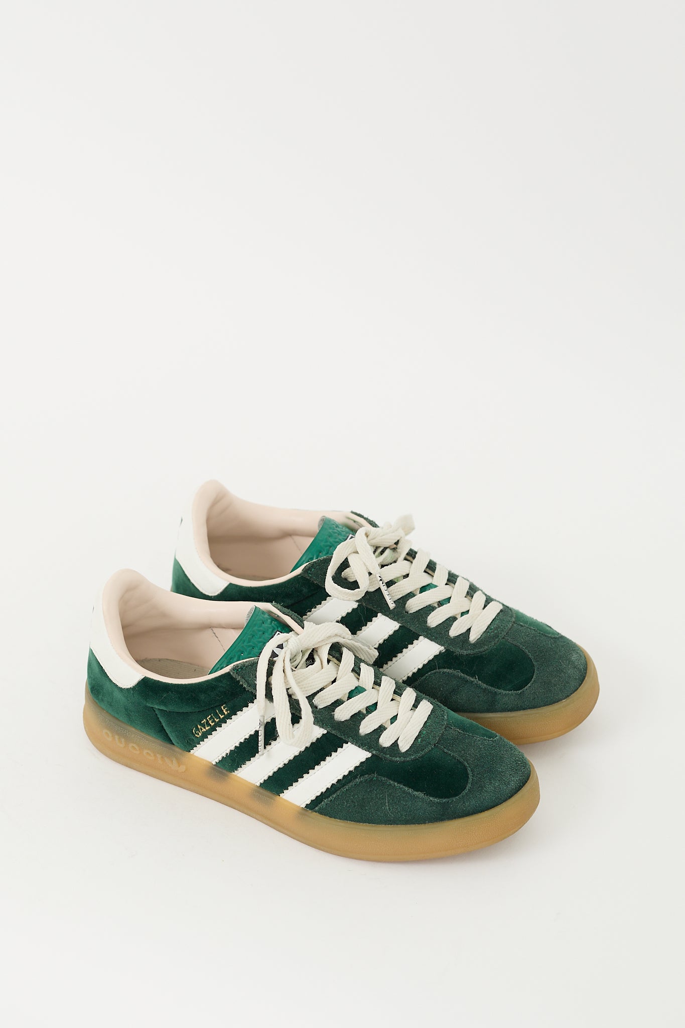 Gucci // X Adidas Green Velvet & Suede Gazelle Sneaker VSP Consignment Gucci // X Adidas Green Velvet & Suede Gazelle Sneaker VSP Consignment