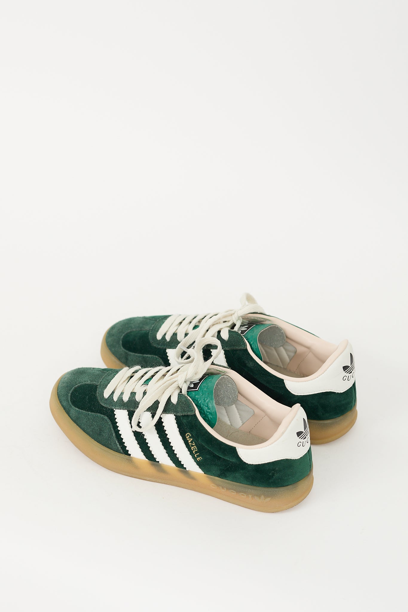Gucci // X Adidas Green Velvet & Suede Gazelle Sneaker VSP Consignment Gucci // X Adidas Green Velvet & Suede Gazelle Sneaker VSP Consignment