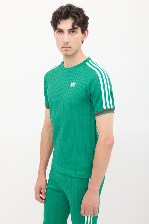 Gucci X Adidas Green & White Knit Striped Co-Ord Set