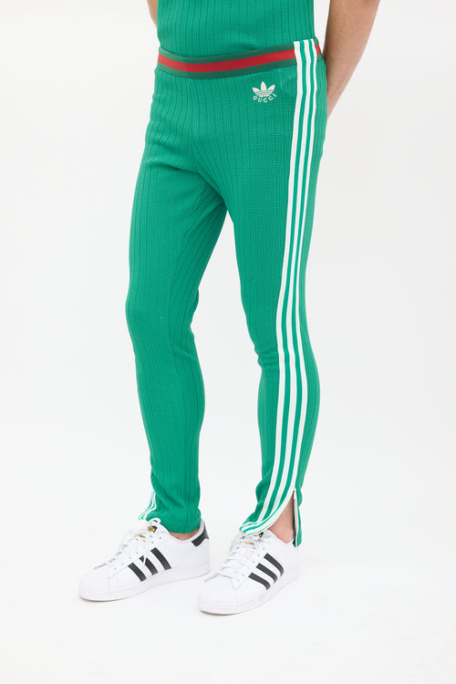 Gucci X Adidas Green & White Knit Striped Co-Ord Set