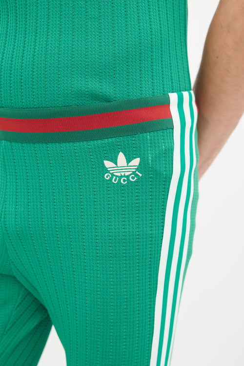 Gucci X Adidas Green & White Knit Striped Co-Ord Set