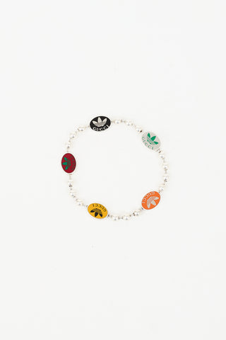 Gucci X Adidas Sterling Silver Charm Bracelet