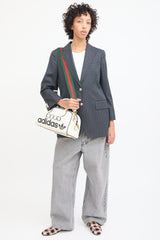 Gucci X Adidas White & Multicolour Leather Mini Duffle Bag
