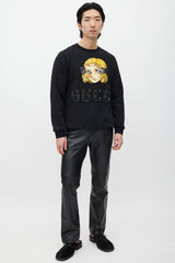 Gucci X Chikae Ide Manga Black & Multicolour Embroidered Sweatshirt