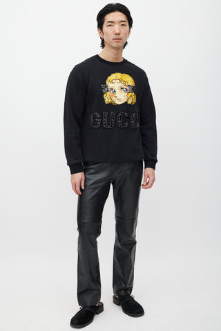 Gucci X Chikae Ide Manga Black & Multicolour Embroidered Sweatshirt
