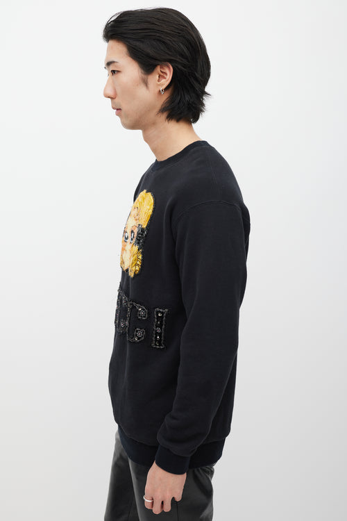 Gucci X Chikae Ide Manga Black & Multicolour Embroidered Sweatshirt