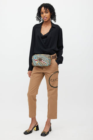 Gucci X Disney Brown & Multi Donald Monogram Belt Bag