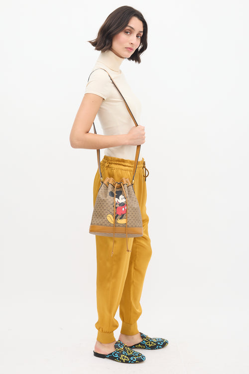 Gucci X Disney Brown & Multicolour Mickey Mouse Monogram Bag