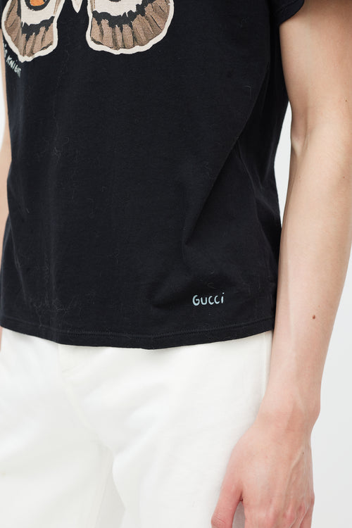 Gucci X Kris Knight Black & Multicolour Print T-Shirt