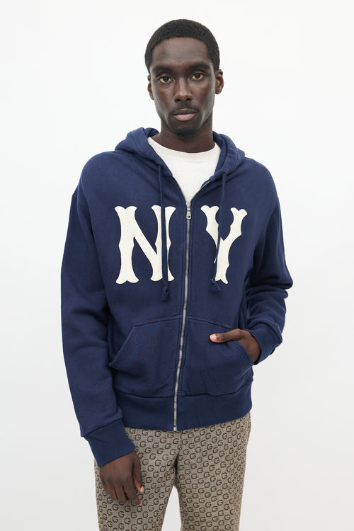 Gucci X New York Yankees Navy & Cream Logo Hoodie