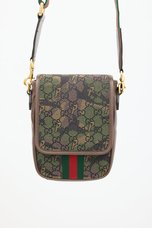 Gucci X Palace GG-P Brown & Green Canvas Messenger Bag