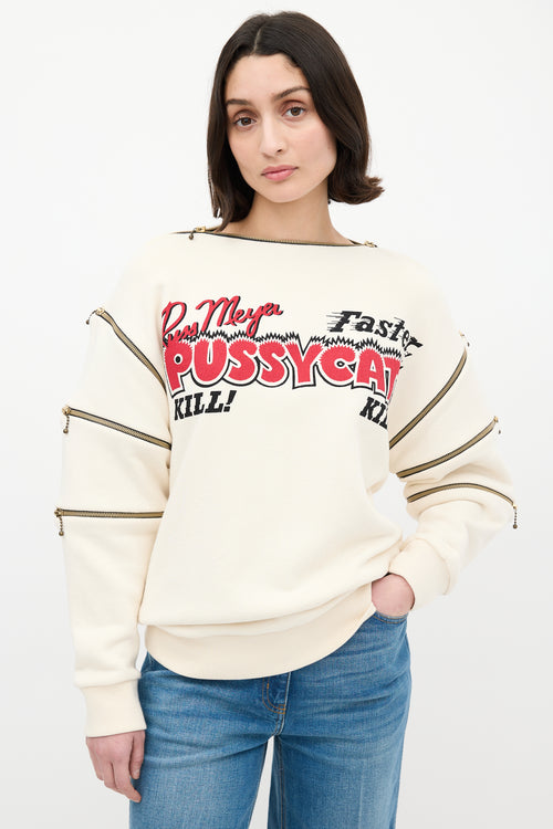 Gucci X Russ Meyer FW 2018 Cream & Multi Modular Sweatshirt