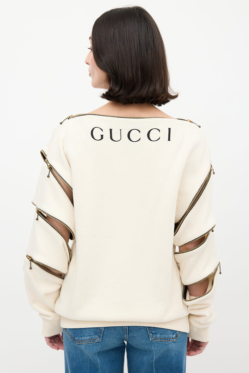 Gucci X Russ Meyer FW 2018 Cream & Multi Modular Sweatshirt