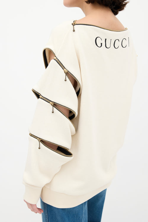 Gucci X Russ Meyer FW 2018 Cream & Multi Modular Sweatshirt