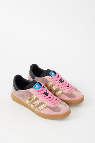 Gucci X Adidas Pink & Multicolour Velvet & Suede Gazelle Sneaker