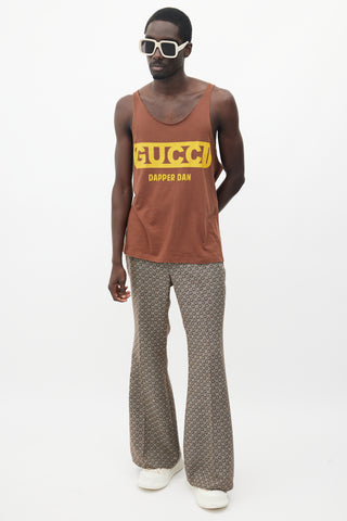Gucci X Dapper Dan Brown & Yellow Rhinestone Tank