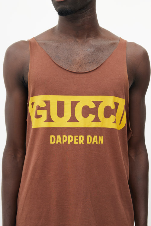 Gucci X Dapper Dan Brown & Yellow Rhinestone Tank
