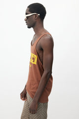 Gucci X Dapper Dan Brown & Yellow Rhinestone Tank