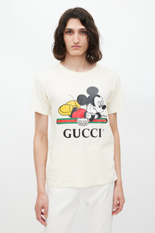 Gucci X Disney Cream & Multicolour Logo T-Shirt