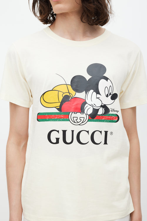 Gucci X Disney Cream & Multicolour Logo T-Shirt