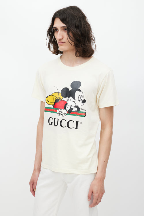 Gucci X Disney Cream & Multicolour Logo T-Shirt