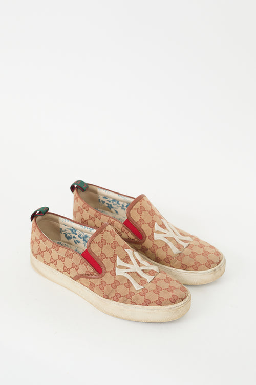 Gucci X MLB Brown GG Canvas Monogram NY Yankees Sneaker