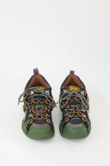 Gucci X Sega Green & Multicolour Embellished Flashtrek Sneaker