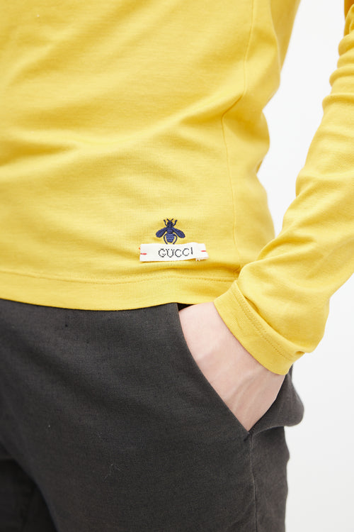 Gucci Yellow Embroidered Logo Turtleneck