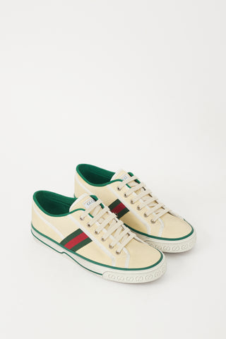 Gucci Cream & Multicolour Canvas Tennis 1977 Sneaker
