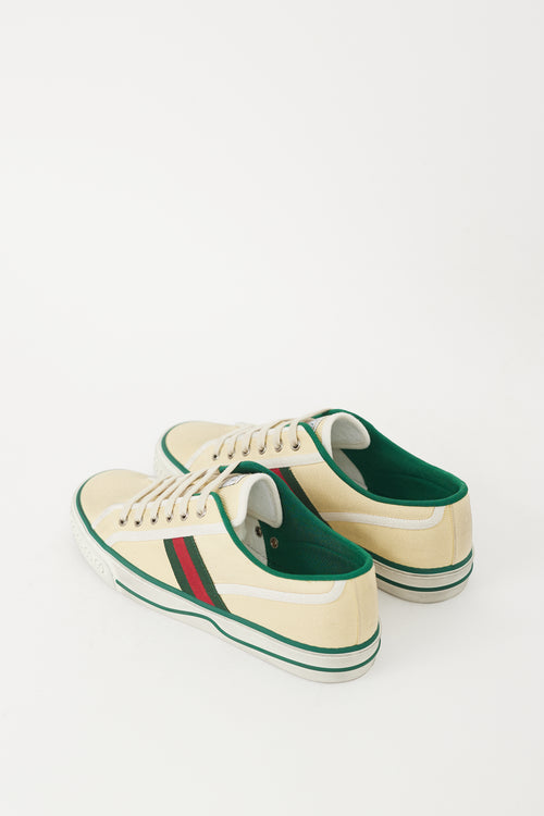 Gucci Cream & Multicolour Canvas Tennis 1977 Sneaker