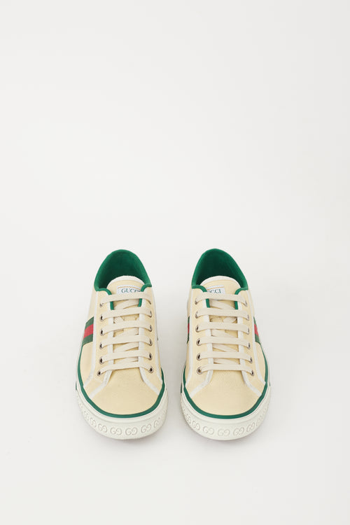 Gucci Cream & Multicolour Canvas Tennis 1977 Sneaker
