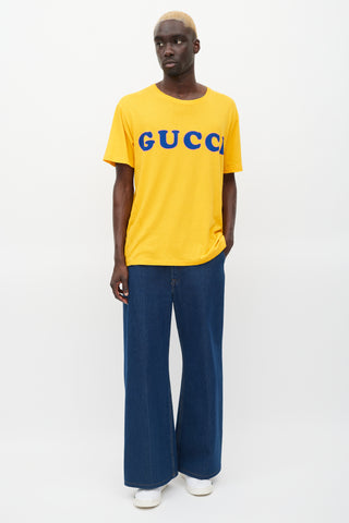Gucci Yellow & Multicolour Printed Logo T-Shirt