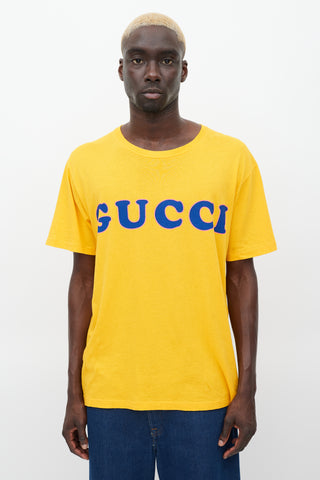 Gucci Yellow & Multicolour Printed Logo T-Shirt