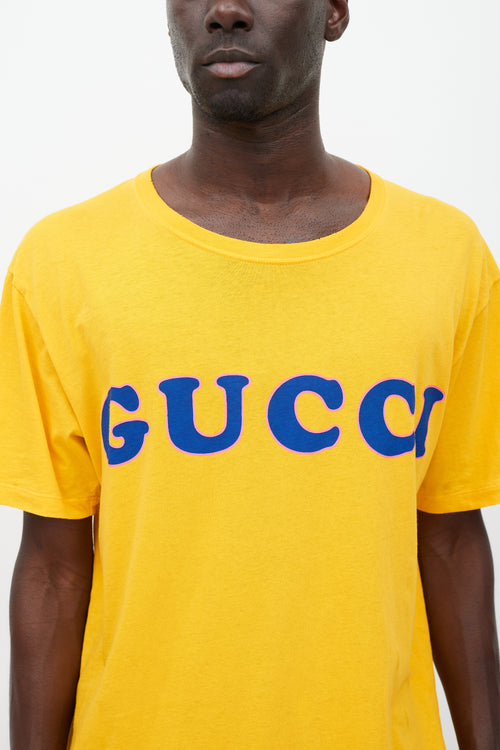Gucci Yellow & Multicolour Printed Logo T-Shirt