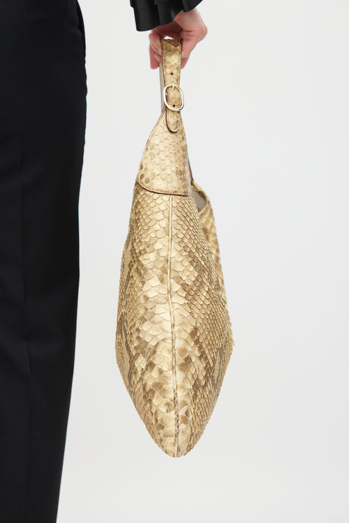 Gucci Brown & Gold Leather Jackie O Bouvier Large Bag