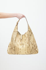 Gucci Brown & Gold Leather Jackie O Bouvier Large Bag