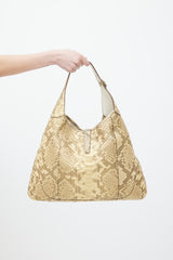 Gucci Brown & Gold Leather Jackie O Bouvier Large Bag