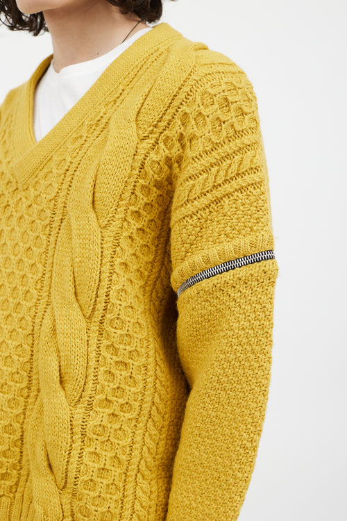 Gucci Yellow Wool Convertible Sleeve Knit Sweater