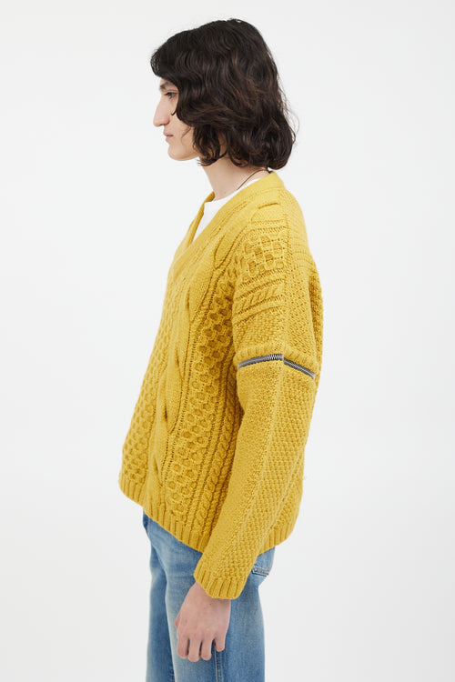 Gucci Yellow Wool Convertible Sleeve Knit Sweater