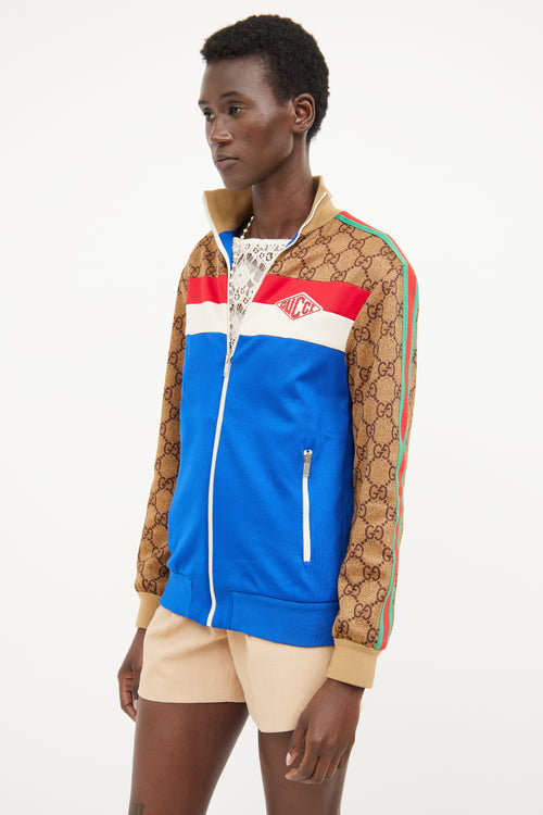 Gucci Blue, Beige & Multi Technical Jacket